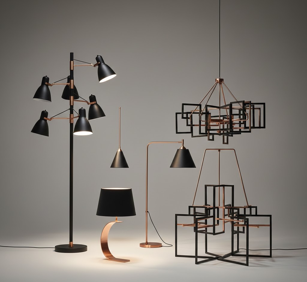 Lampade scultoree in metallo